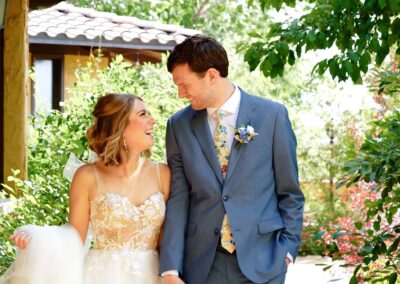 Villa Parker Wedding Videographer Videography Walking through garden Bride and Groom
