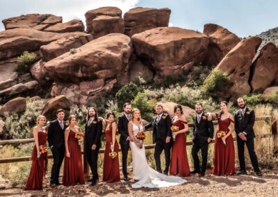 Wedding party at red rocks videography photography cool rocky mountain vibe
