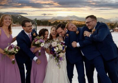 Wedding group shot fun photography rocky mountain ymca storybook Weddings photographer colorado springs